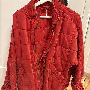Free People Quilted Dolman Red Jacket XS